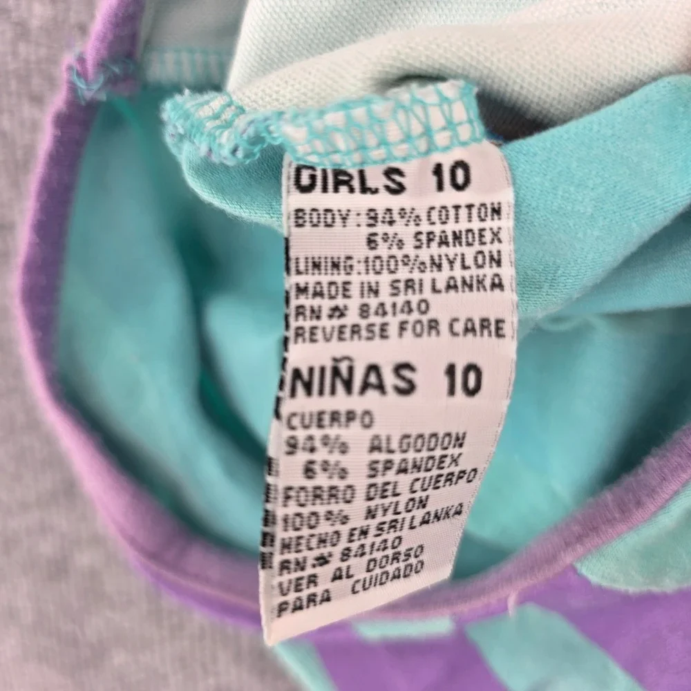 Nickelodeon Rugrats Girls One Piece Swimsuit Teal Purple Graphic Size 10